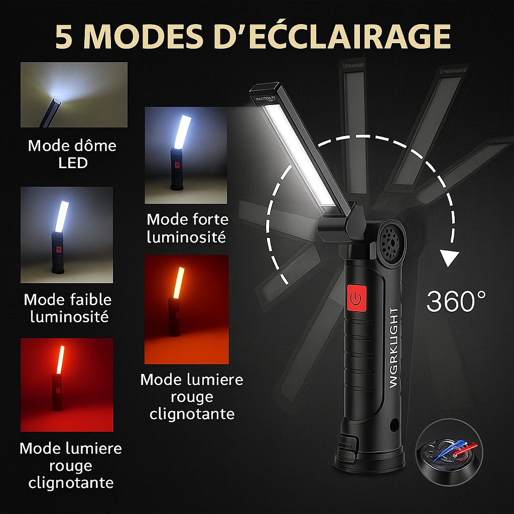 Lampes baladeuses / aimantées pour garage LumiGear