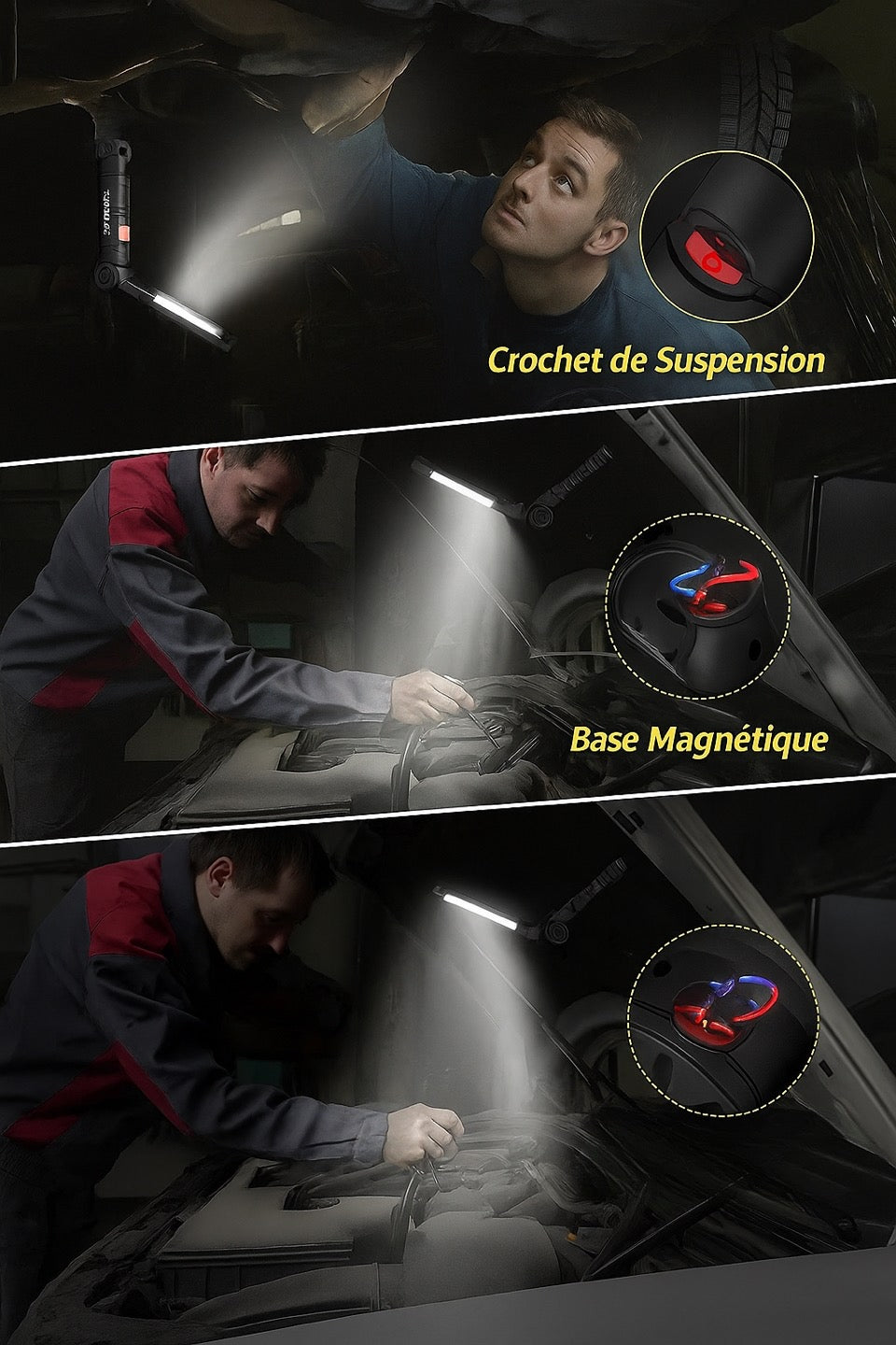 Lampes baladeuses / aimantées pour garage LumiGear