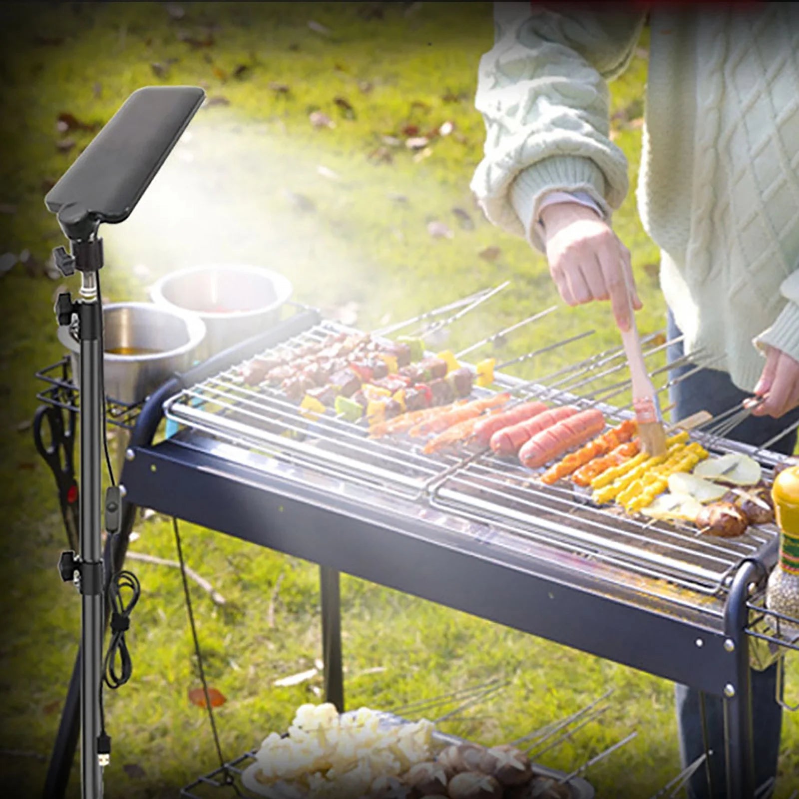 USB Rechargeable Work Light with Tripod Stand LED Barbecue Lamp 1680 Lumen Night Fishing Lights for Camping Hiking Night Fishing LumiGear