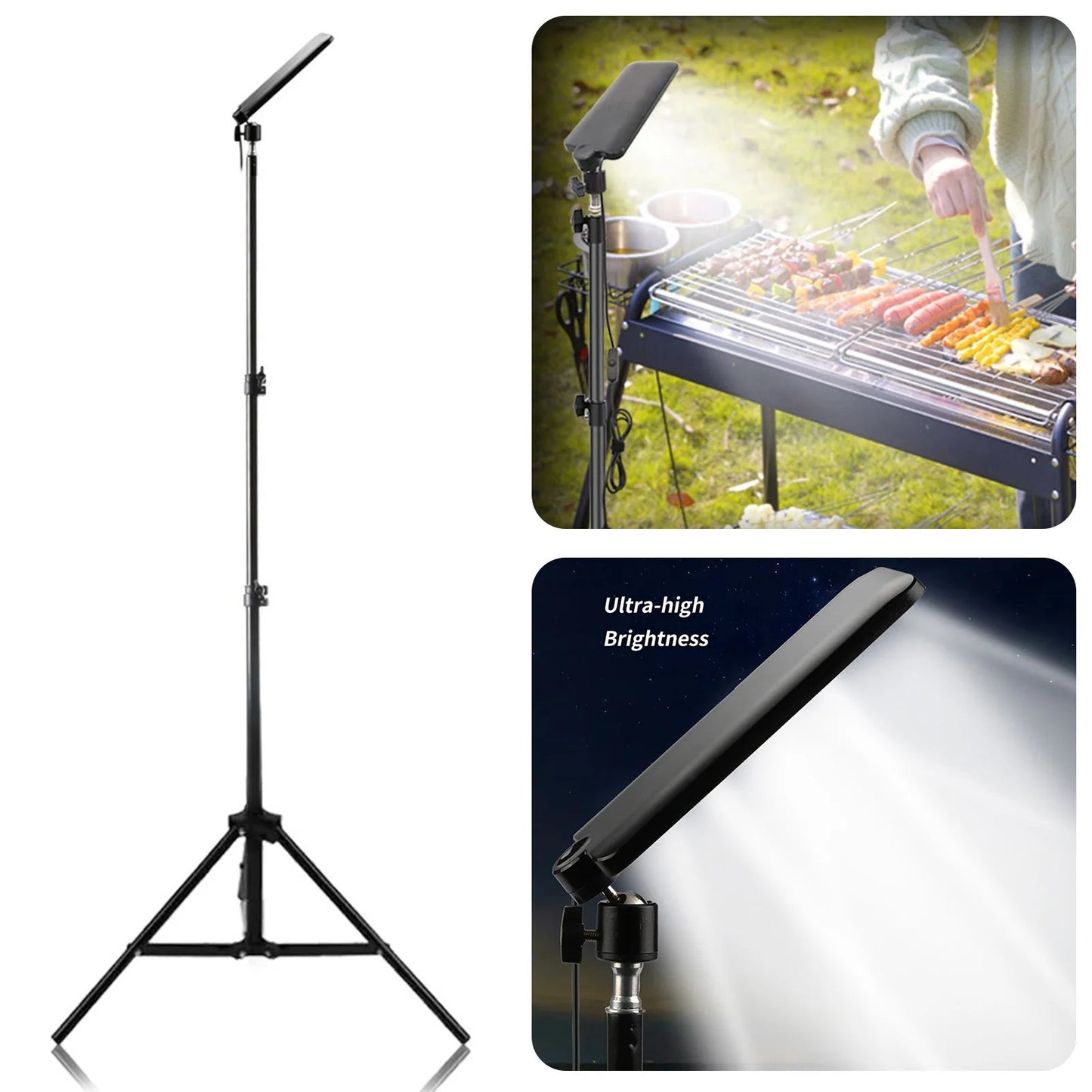 USB Rechargeable Work Light with Tripod Stand LED Barbecue Lamp 1680 Lumen Night Fishing Lights for Camping Hiking Night Fishing LumiGear